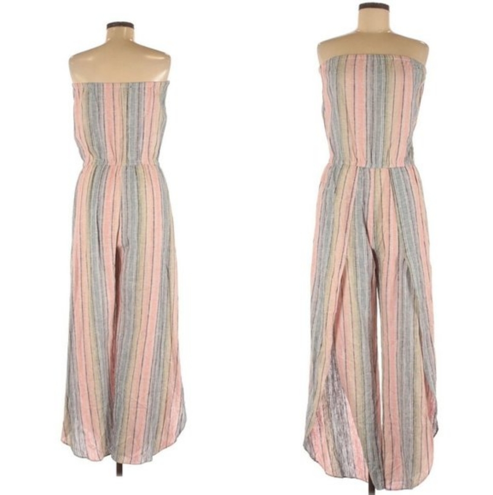 NWOT Strapless pastel linen blend jumpsuit